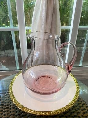 Pink Glass Pitcher